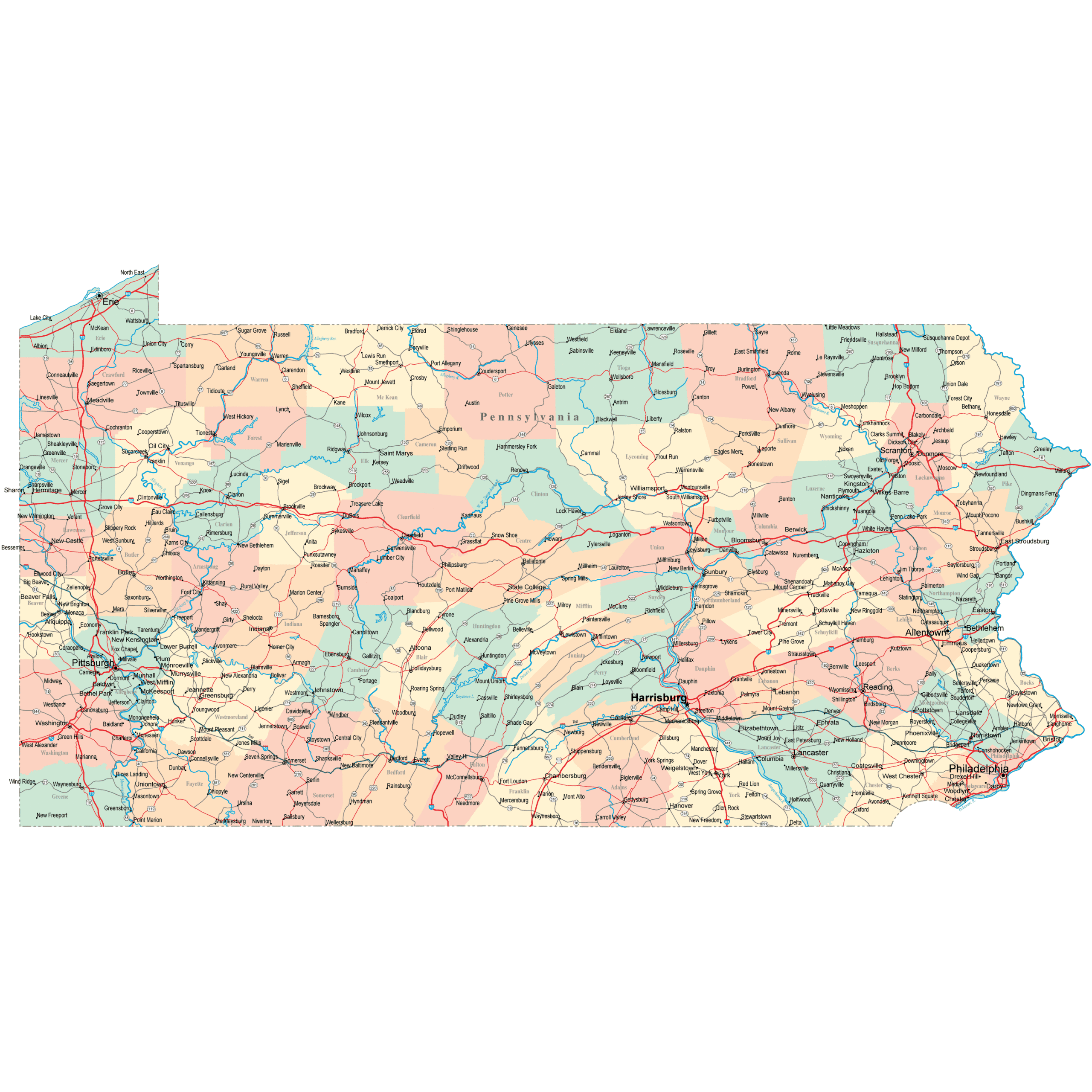 Pennsylvania Road Map PA Road Map Pennsylvania Highway Map