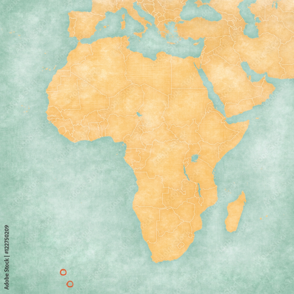 Photo Art Print Map Of Africa Tristan Da Cunha Tindo