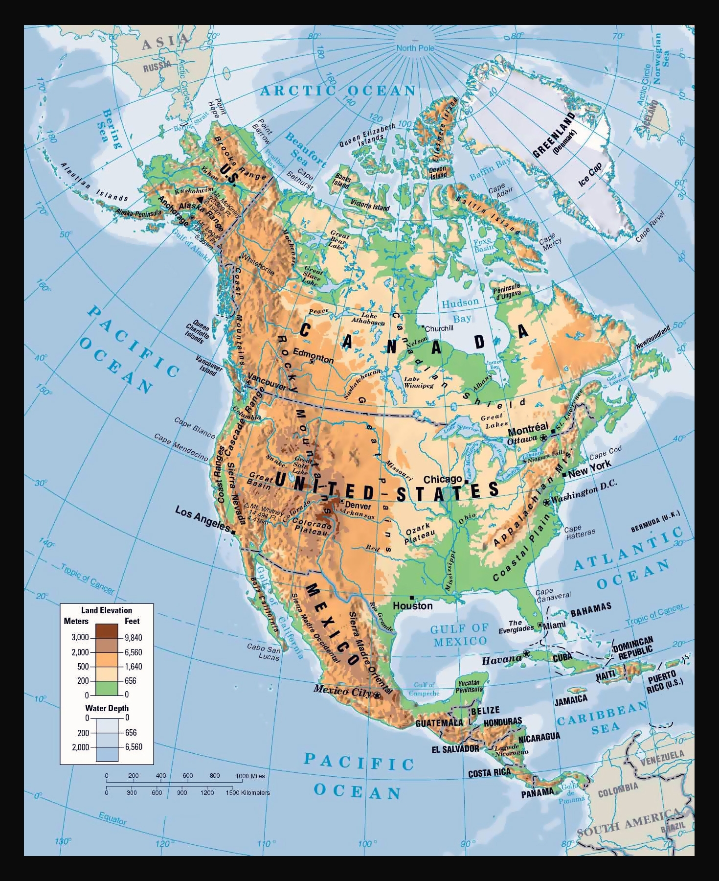 Physical Map Of North America North America Physical Map Worksheets Library