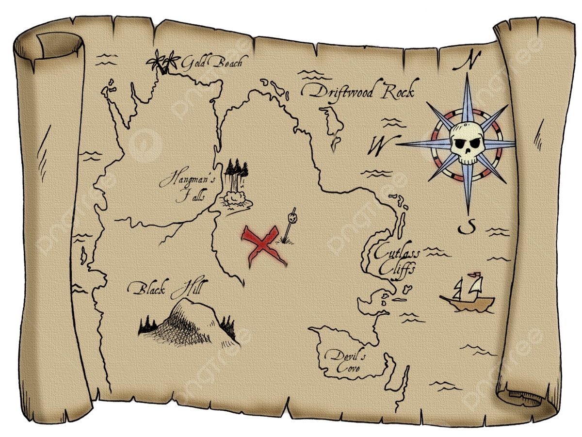 Pirate Treasure Map Landmarks Ocean Antique Photo Background And Picture For Free Download Pngtree