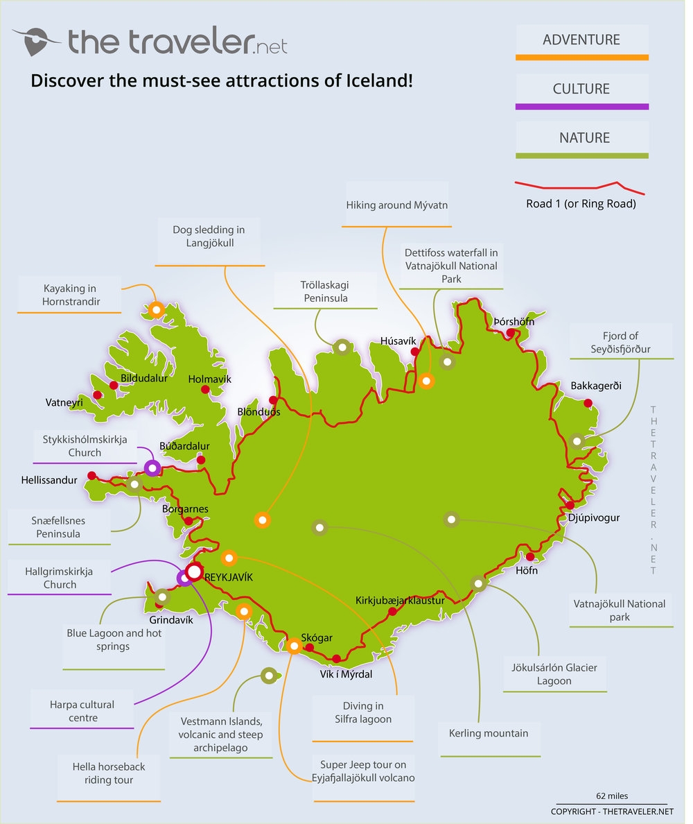 Places To Visit Iceland Tourist Maps And Must see Attractions