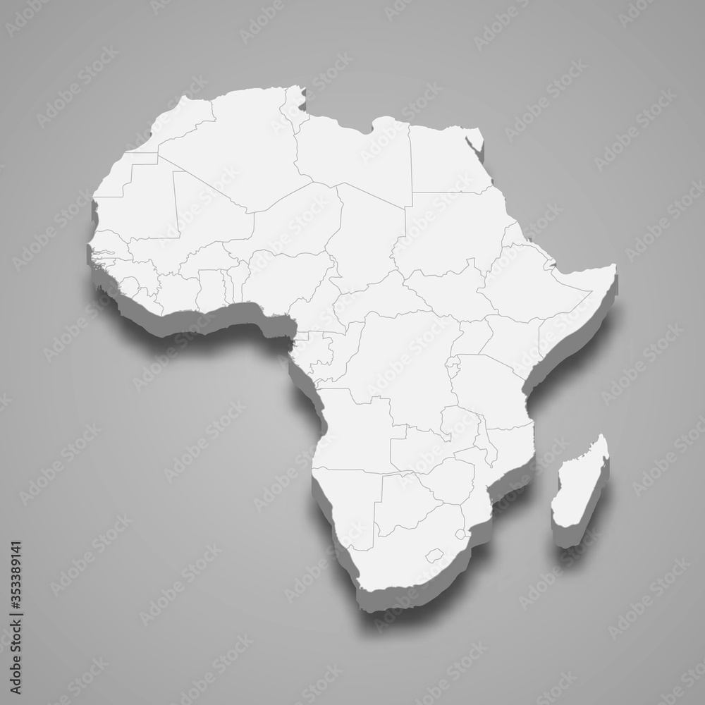 Poster 3d Map Of Africa Template For Your Design Wall Art UkPosters