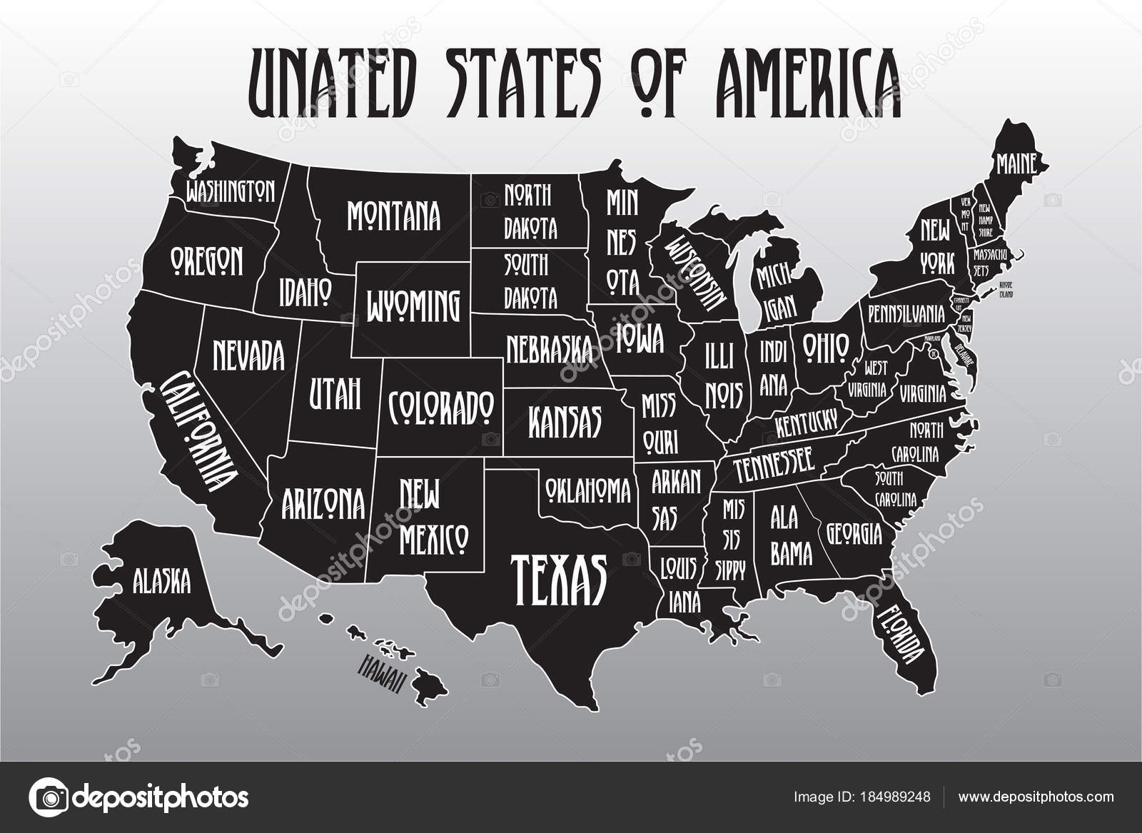Black And White Printable Map Of The United States