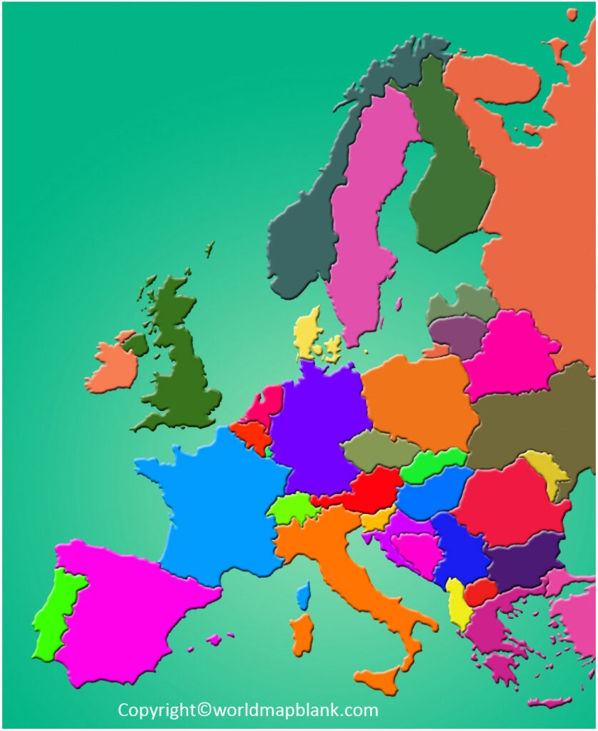 Printable Blank Map Of Europe Outline Countries Capitals