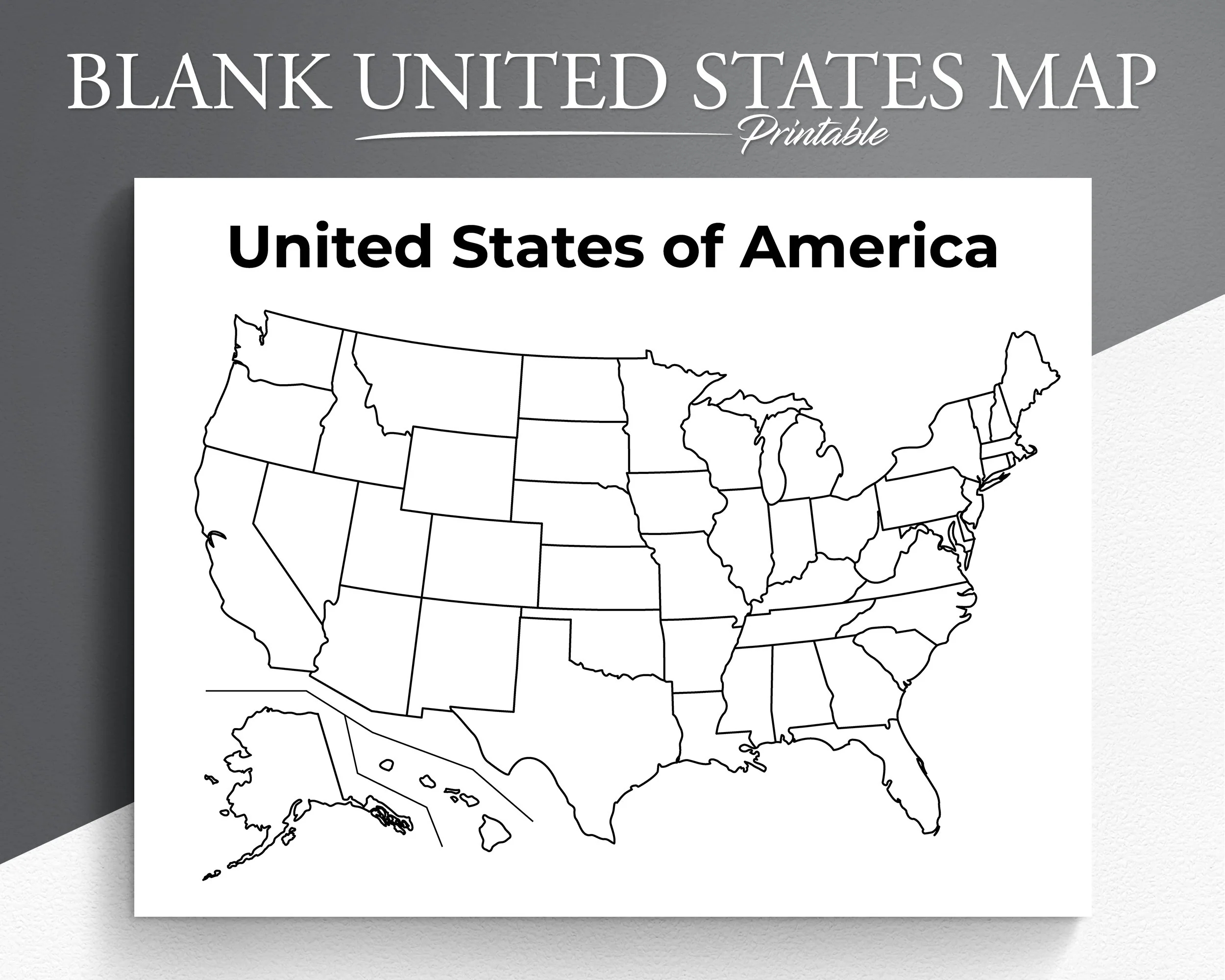 Printable Blank US Map Educational Map For Kids USA Coloring 