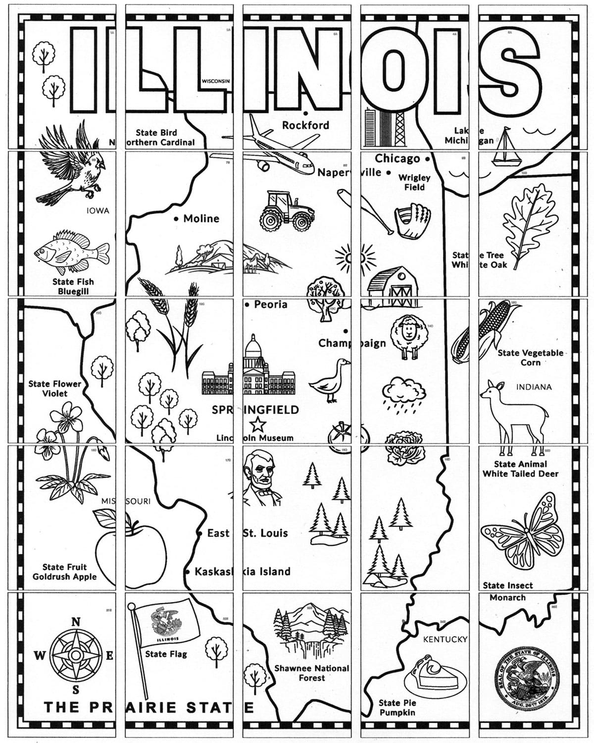 Printable Map Of Illinois For Kids With Landmarks To Color Art Projects For Kids