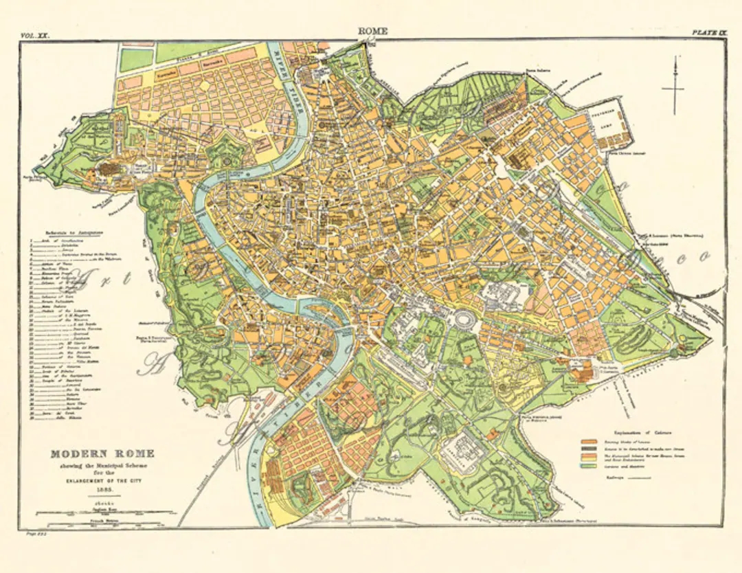 Printable Map Of Rome Around 1885 Unique Gift And Home Decor Digital Download No 684 Etsy