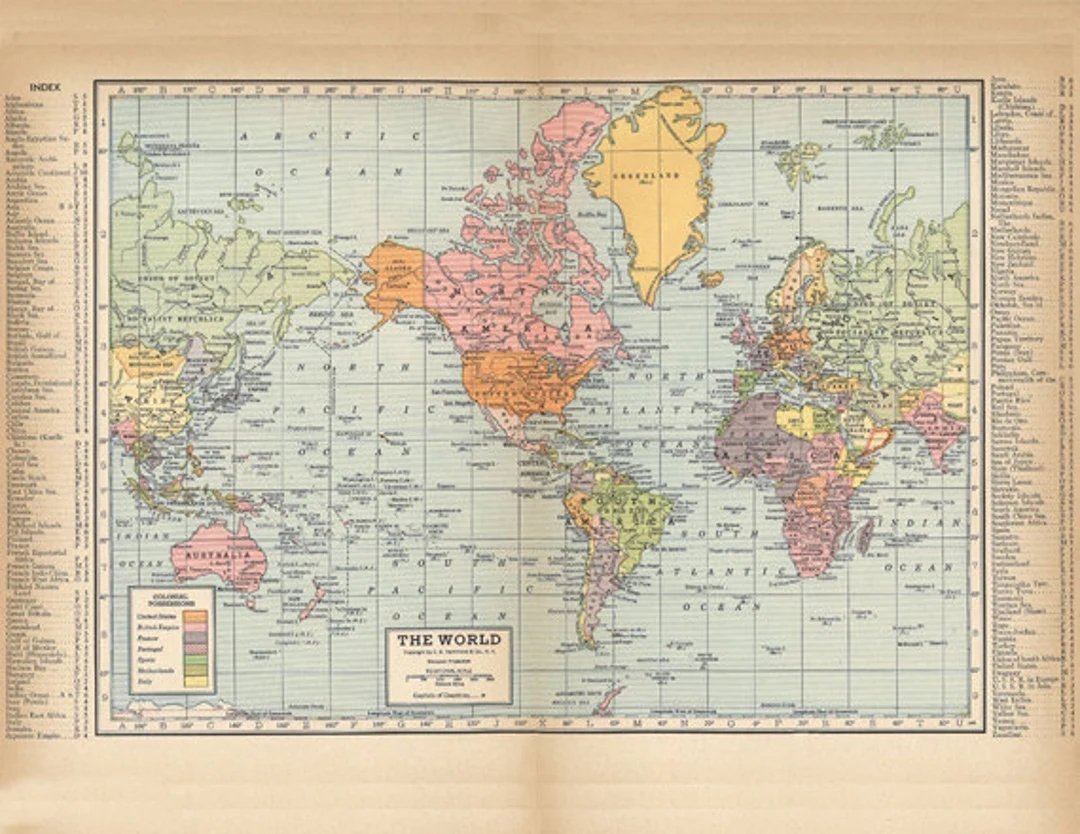 Printable World Map From 1904 A High Resolution 600 Dpi Digital 
