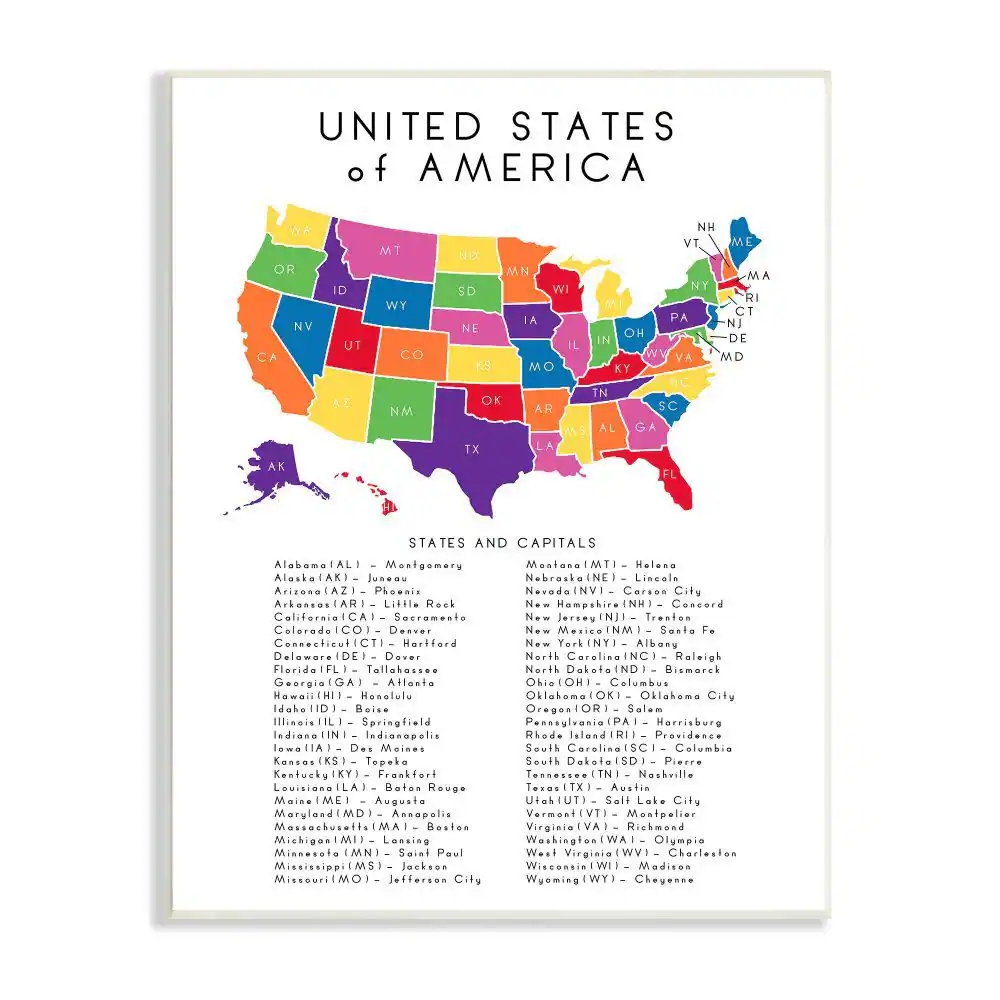 Reviews For Stupell Industries USA Map State Abbreviations And Capitals Playful Tone By Anna Quach Unframed Print Abstract Wall Art 10 In X 15 In Pg 1 The Home Depot