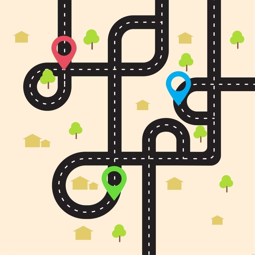 Road Map Illustration In Illustrator SVG JPG EPS PNG Worksheets Library