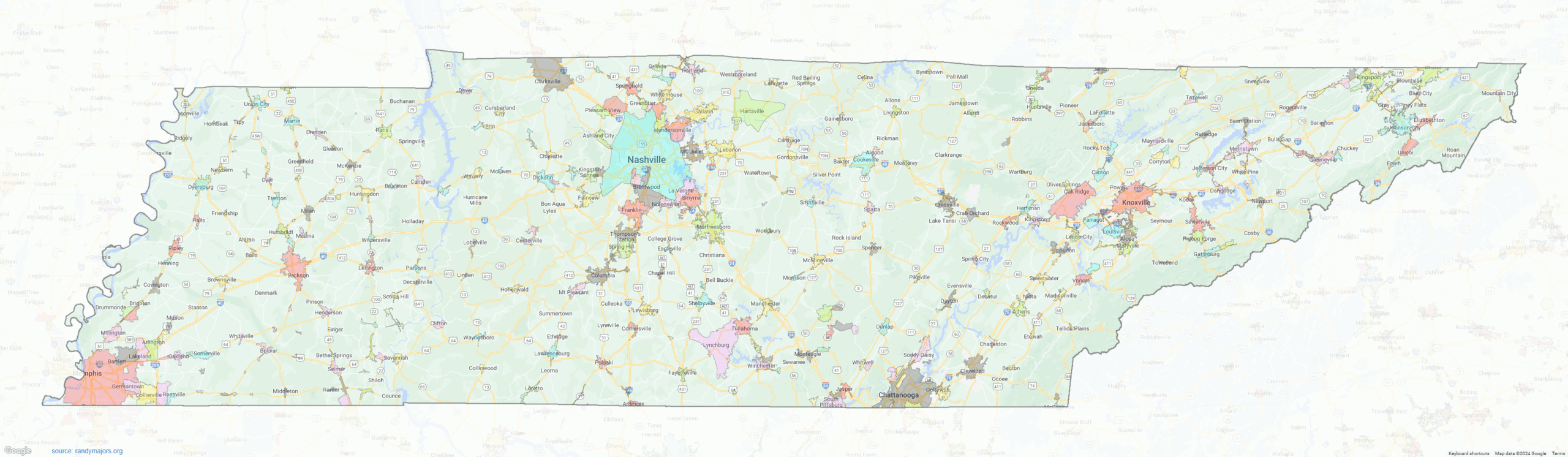 Printable Tennessee County Map