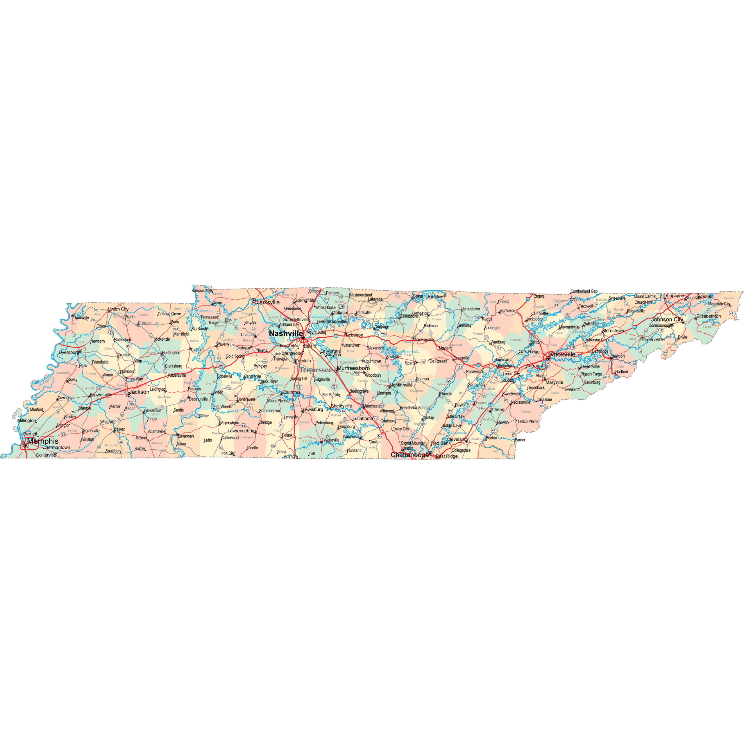 Tennessee Road Map TN Road Map Tennessee Highway Map