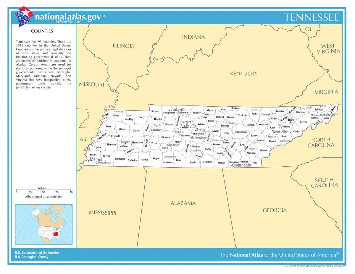 Printable Tennessee State Map