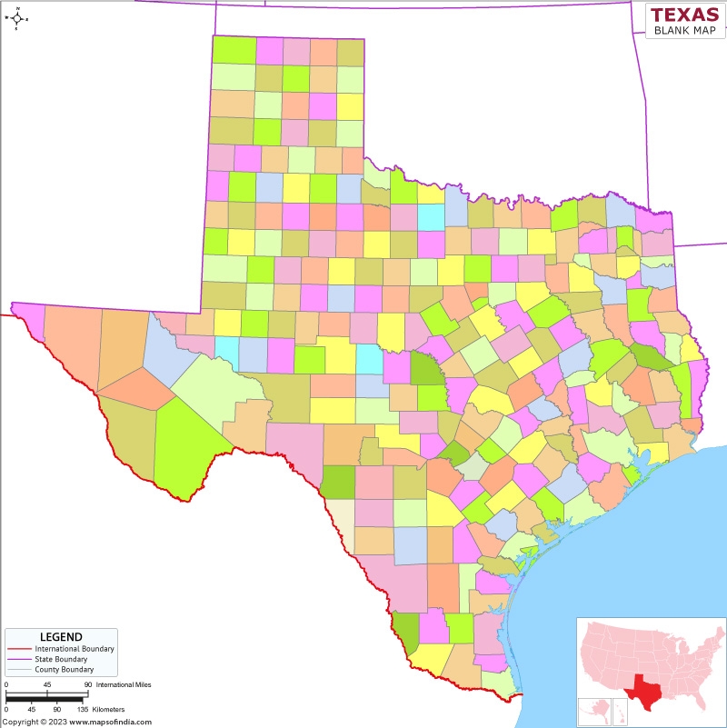 Texas Blank Map Outline Map Of Texas