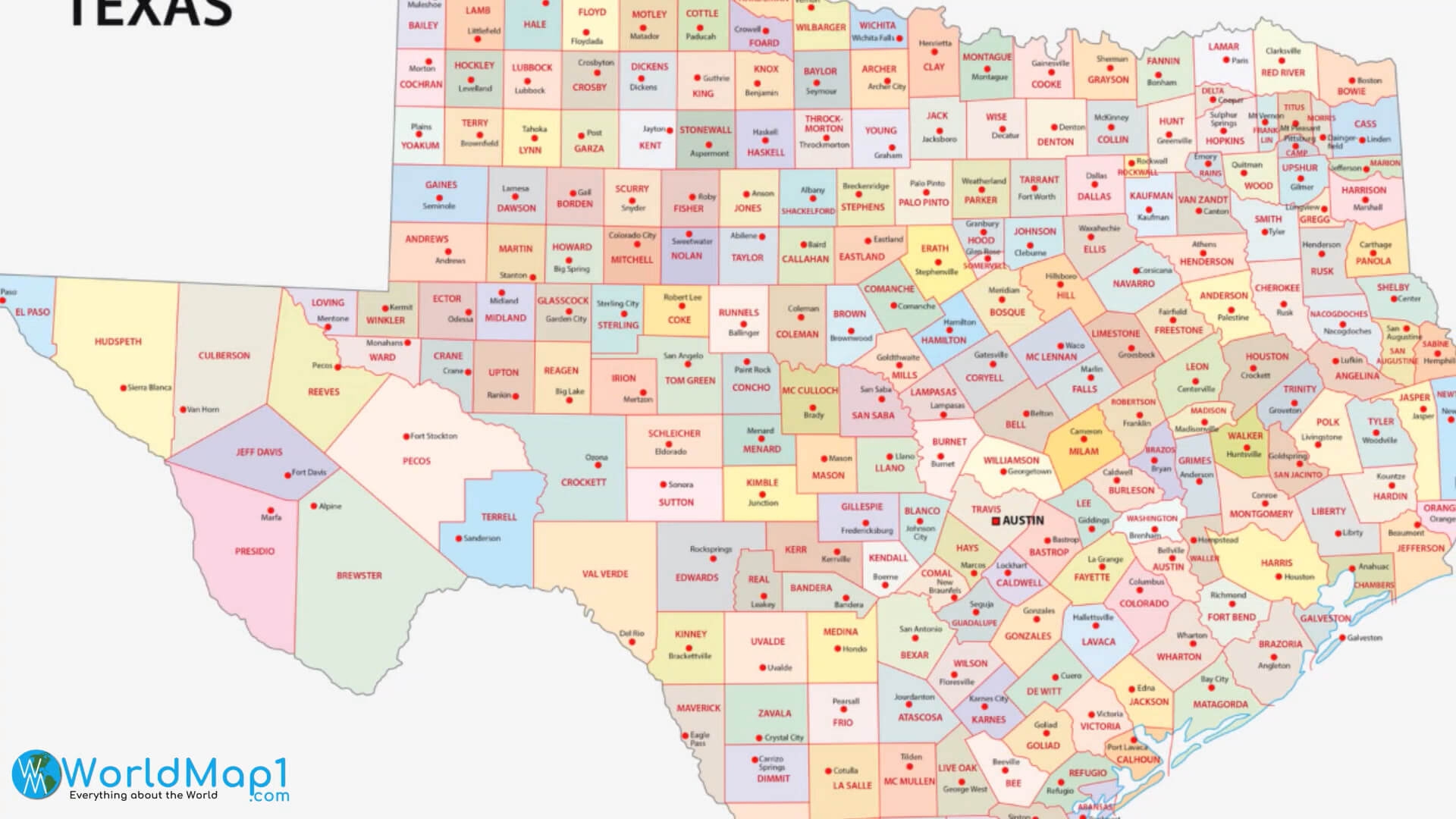Printable Texas Map