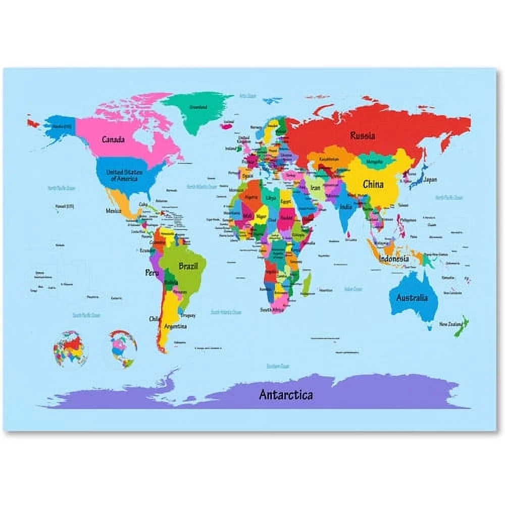 Trademark Art Childrens World Map Canvas Art By Michael Tompsett Walmart