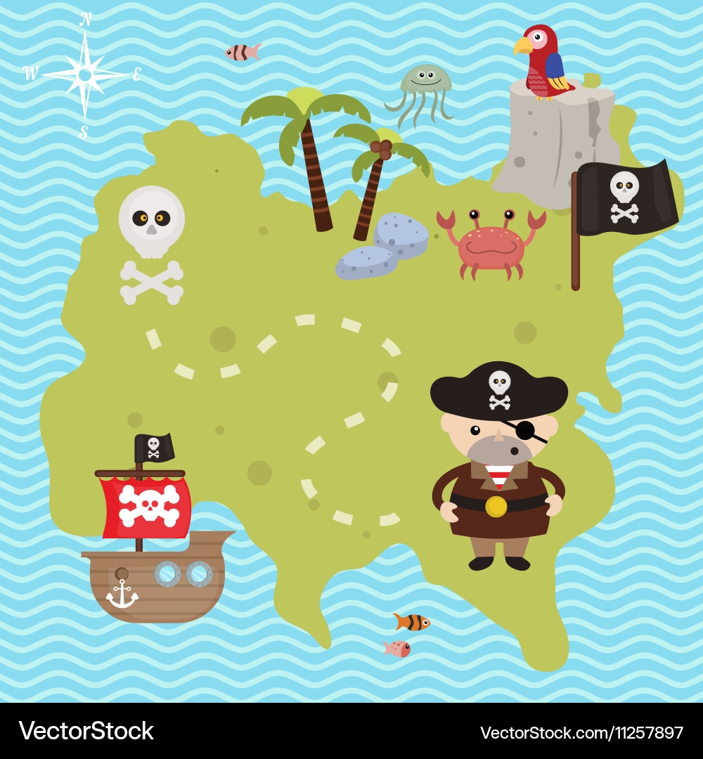 Treasure Map Theme Royalty Free Vector Image VectorStock