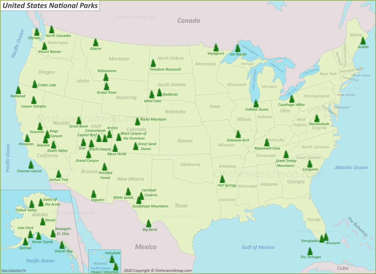 Free Printable Map Of U.S. National Parks