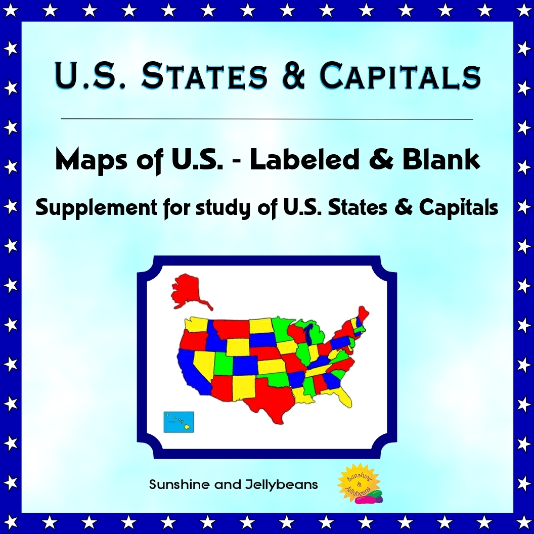 U S States Capitals Labeled And Blank Maps For Study Practice Made By Teachers