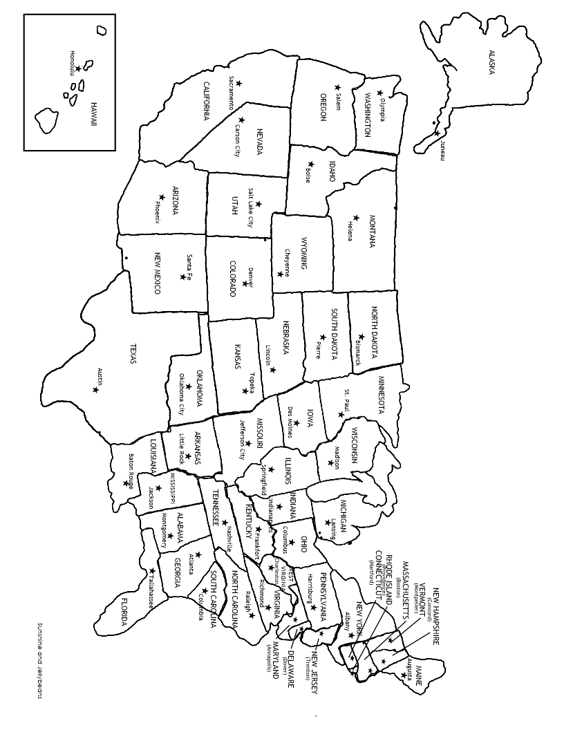 Printable Map Of United States With Capitals