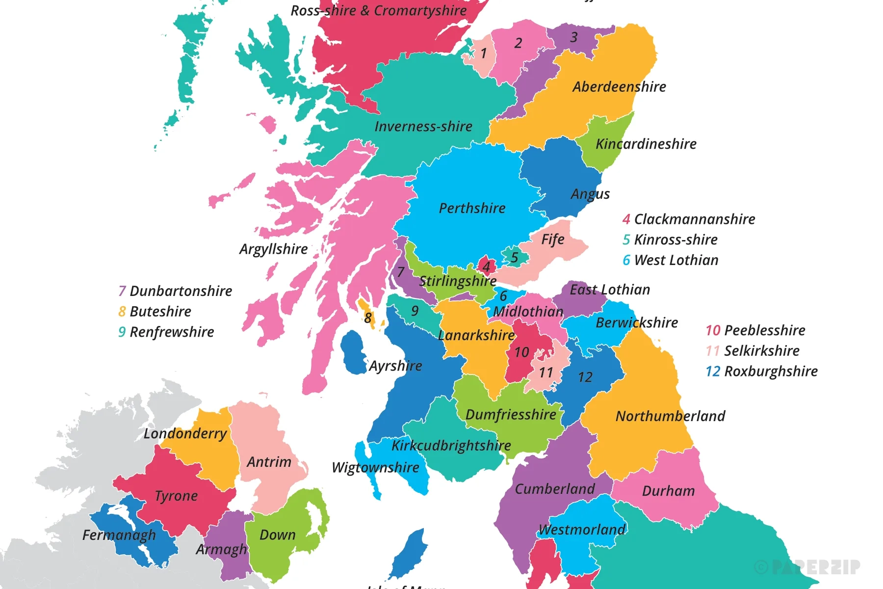 UK Map Of Counties Paperzip