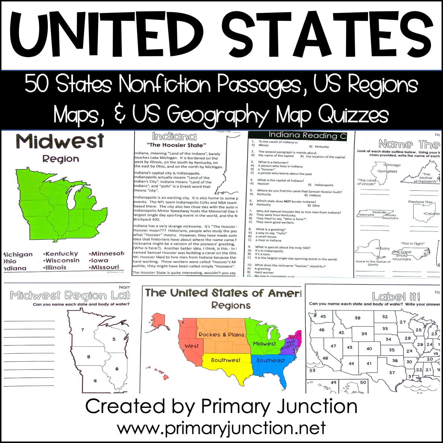 5 Regions Of The United States Printable Map