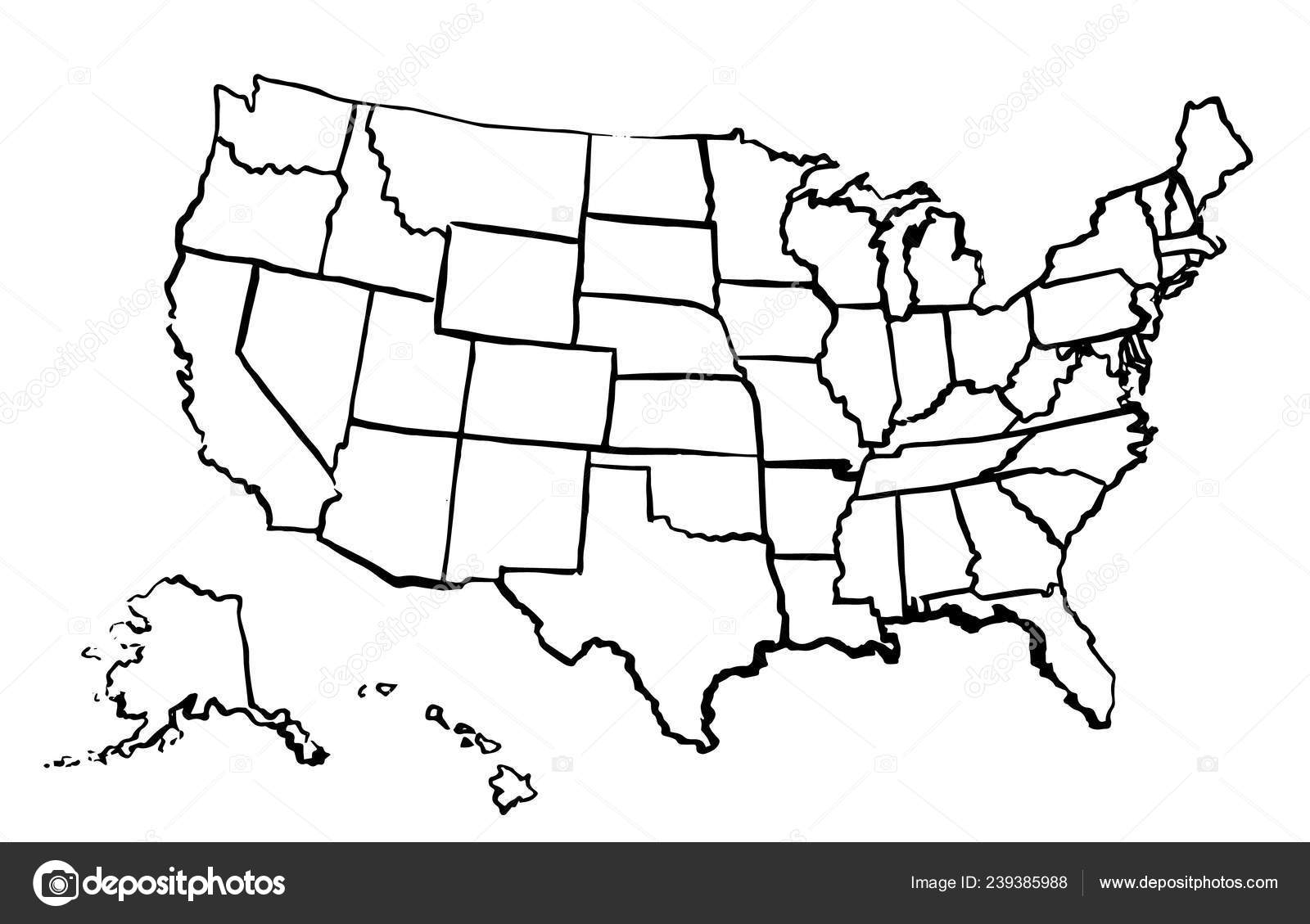 United States America Drawing Linear Map Isolated Usa Vector Illustration Stock Vector By anachoreta 239385988