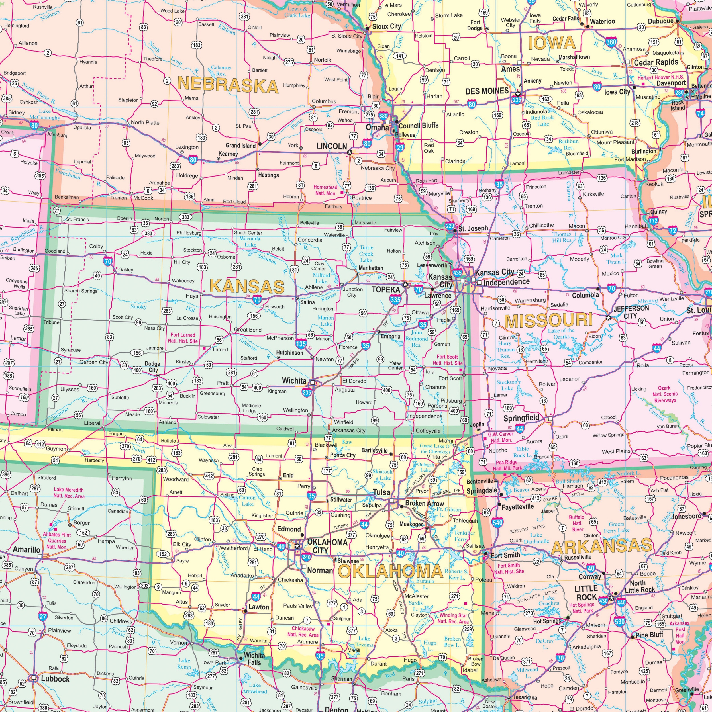 United States Interstate Wall Map By Kappa The Map Shop
