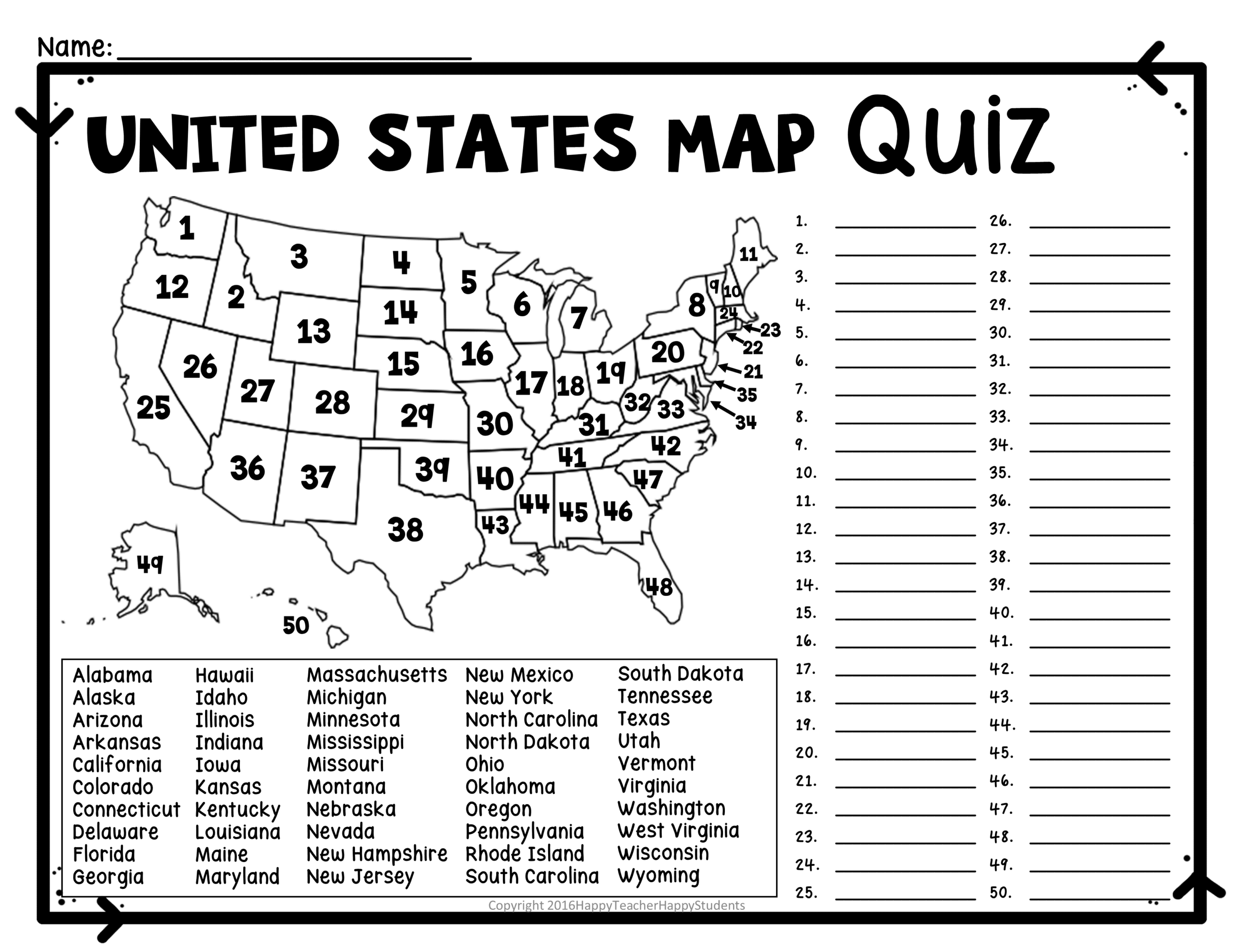 Blank United States Map Printable