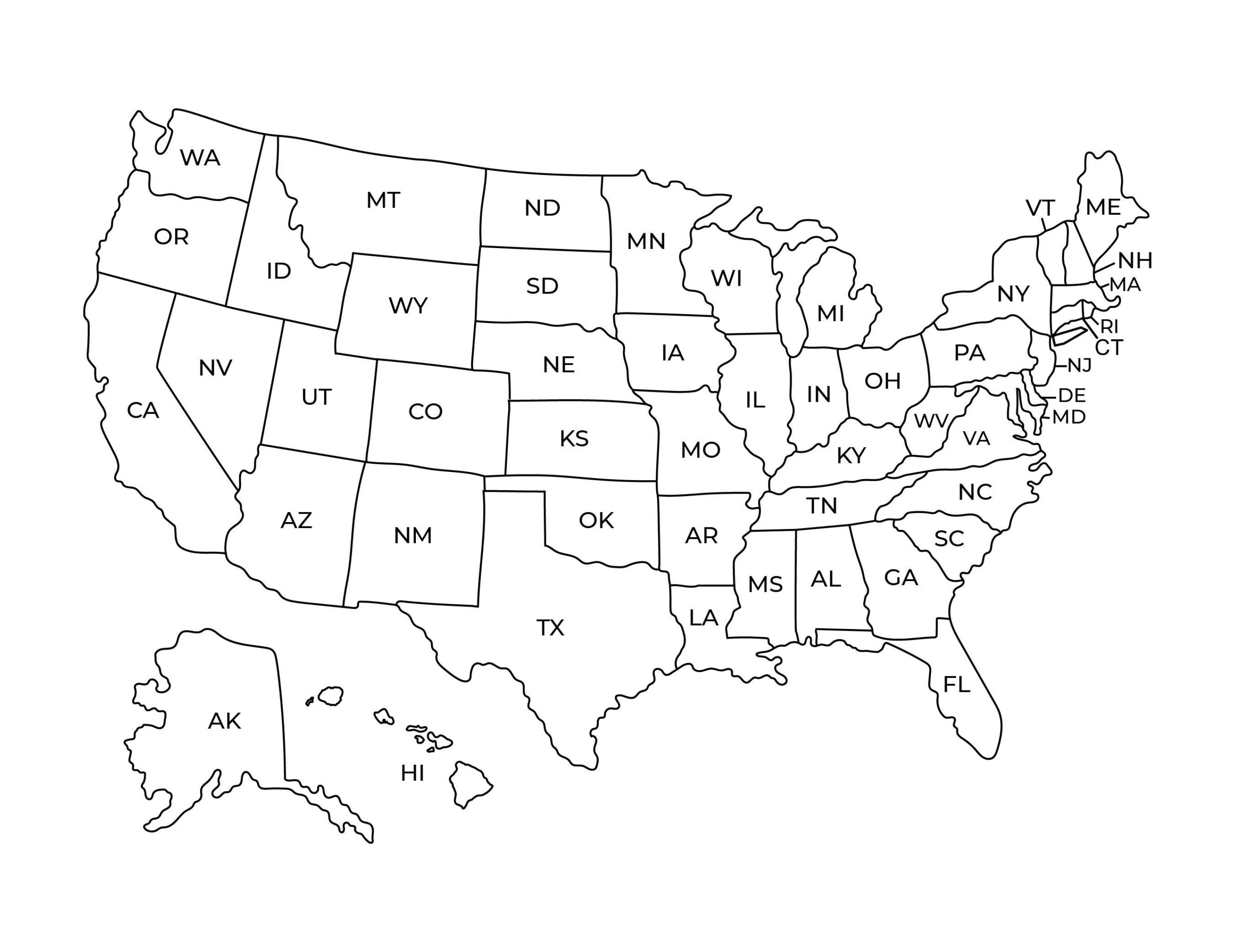 Us Map Printable