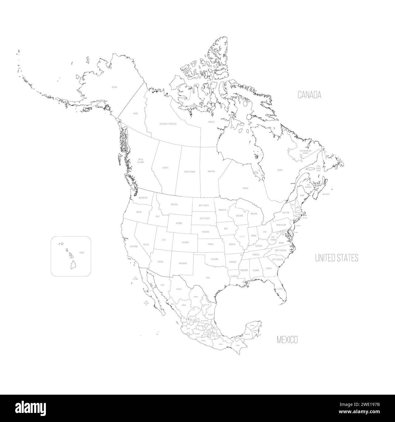 United States Of America And Canada Map Black And White Stock Photos Images Alamy