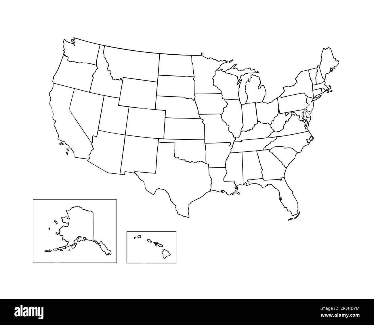 United States Of America Political Map Simple Outline Vector Illustration Blank Template For Design Educational Purposes Stock Vector Image Art Alamy