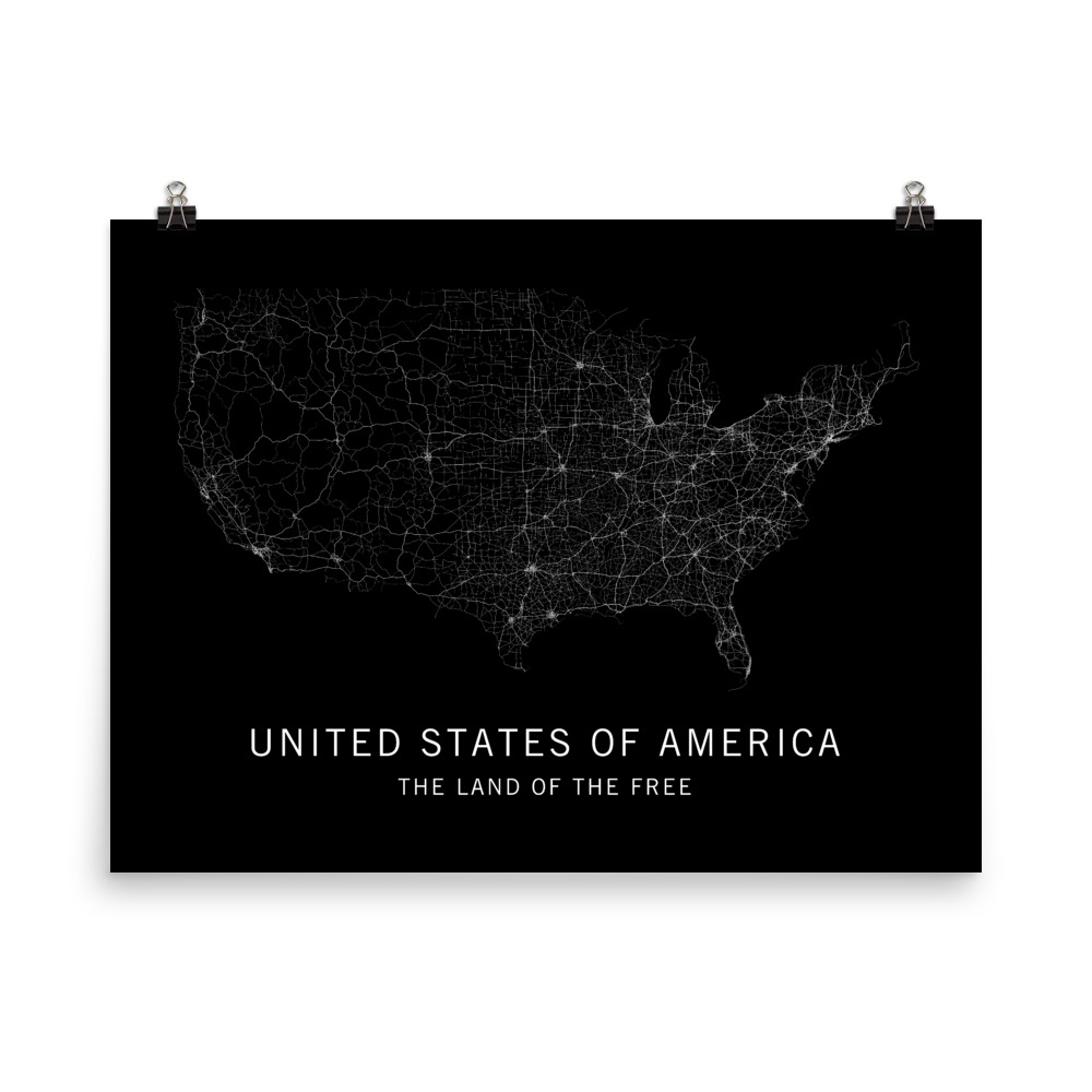 United States Of America Road Map Art Print From Clark Street Press