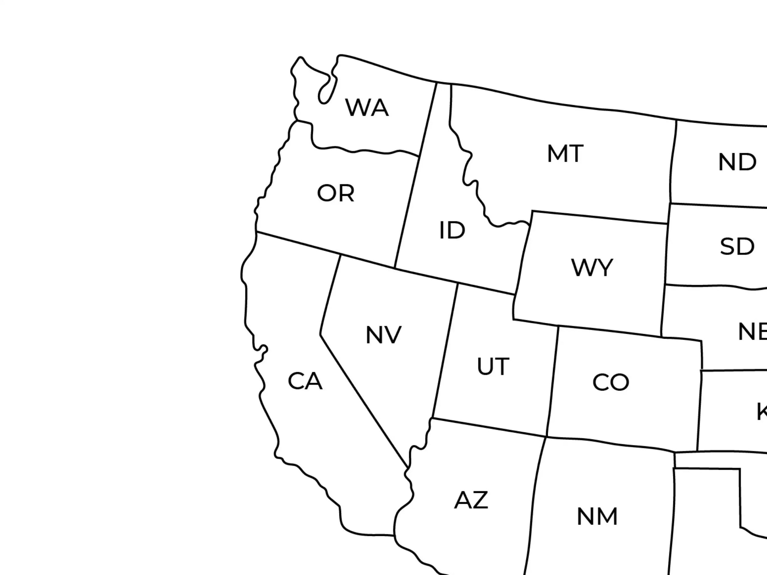 US Map With State Names Printable Map Of The USA United States Showing States Etsy