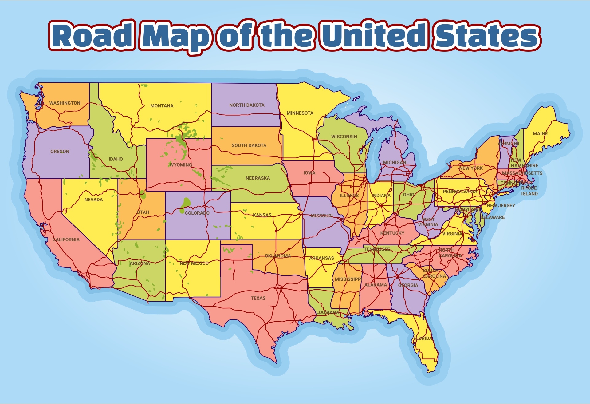 US Road Maps 10 Free PDF Printables Printablee