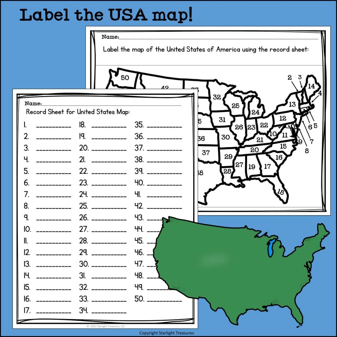USA Label The Map Printable For Early Readers FREEBIE USA Map Activity Made By Teachers