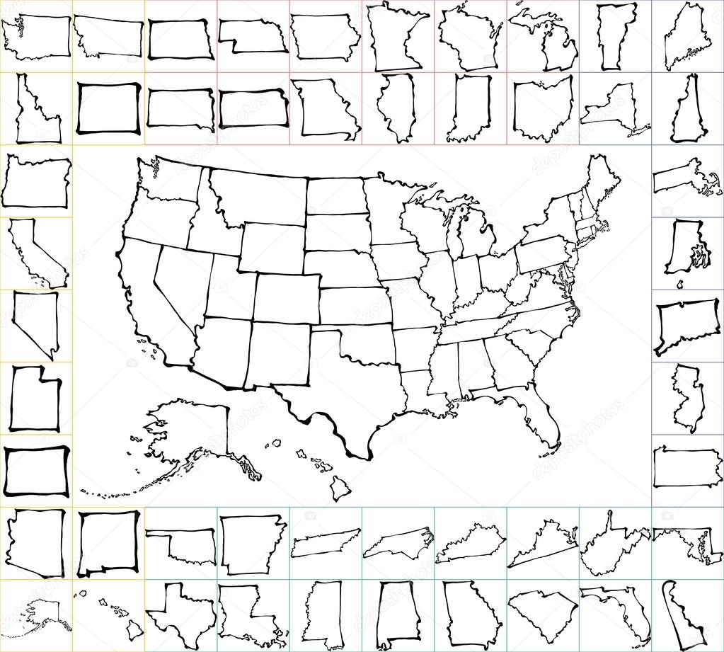 USA Map With States Brush Strokes Stock Vector By lalan33 54866047