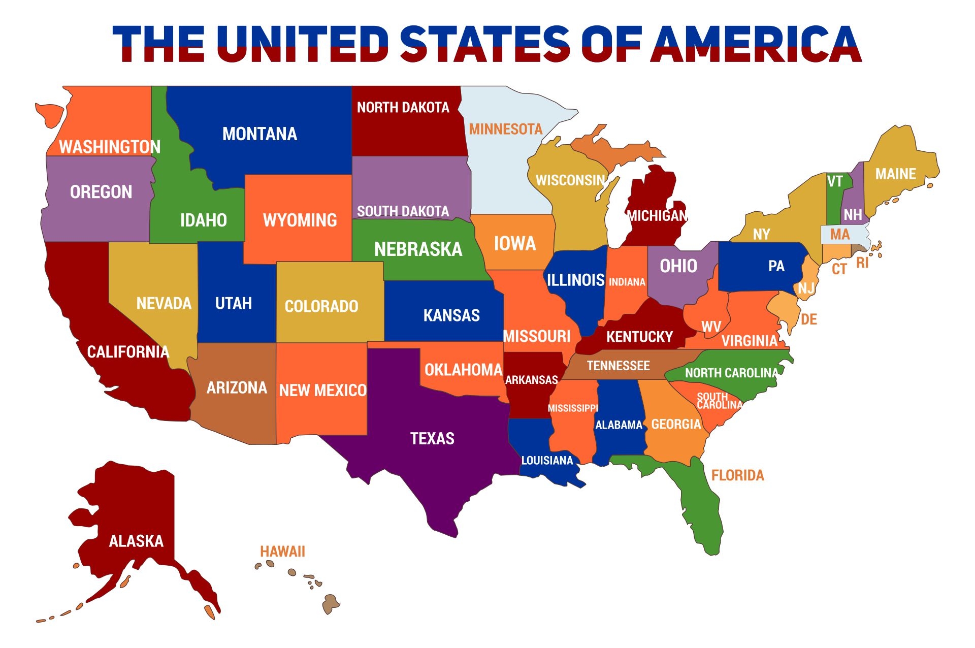 USA Maps United States Colored 10 Free PDF Printables Printablee