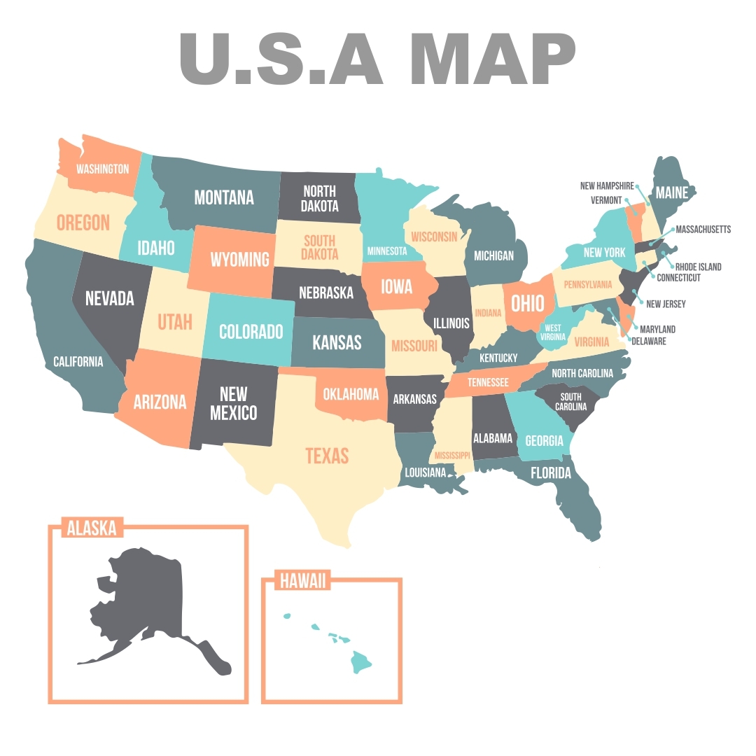 USA Maps United States Colored 10 Free PDF Printables Printablee