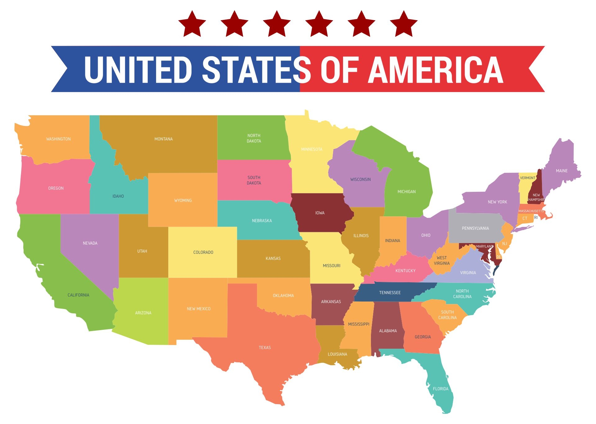 Printable Labeled Map Of The United States