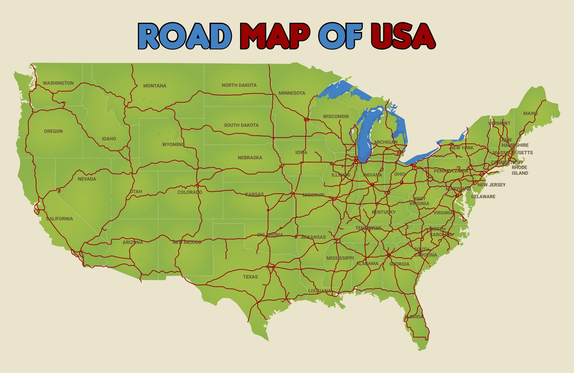 USA Road Map Worksheets Library