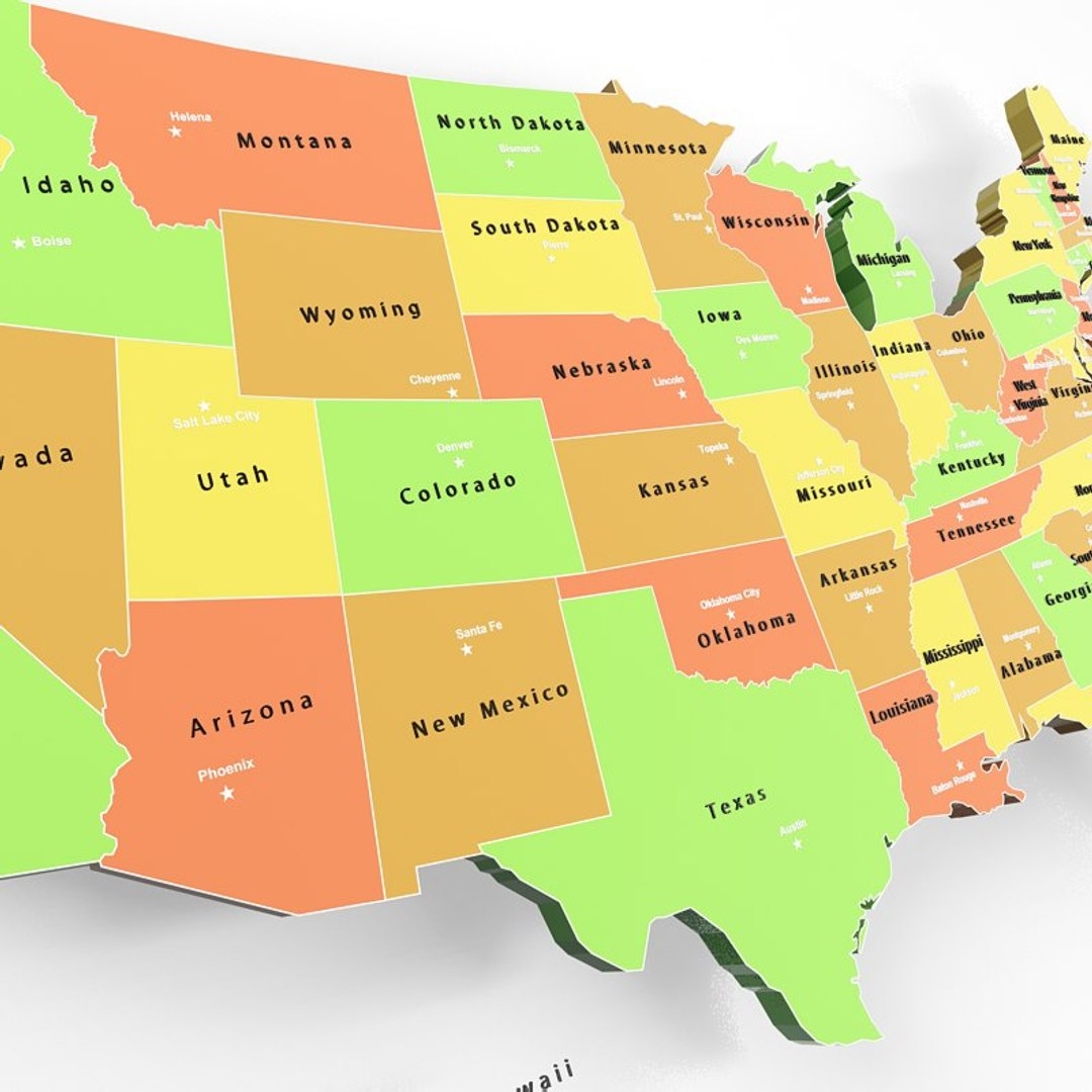 Usa States Capitals 3d Max