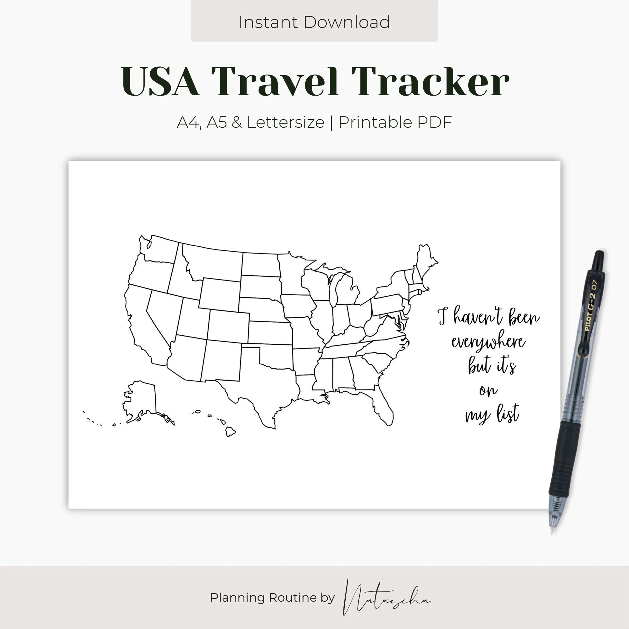 USA Travel Tracker Zum Ausdrucken Karte Der Vereinigten Staaten Von Amerika USA Map Vorlage State Tracker Bullet Journal Planer Sofort Download Etsy de