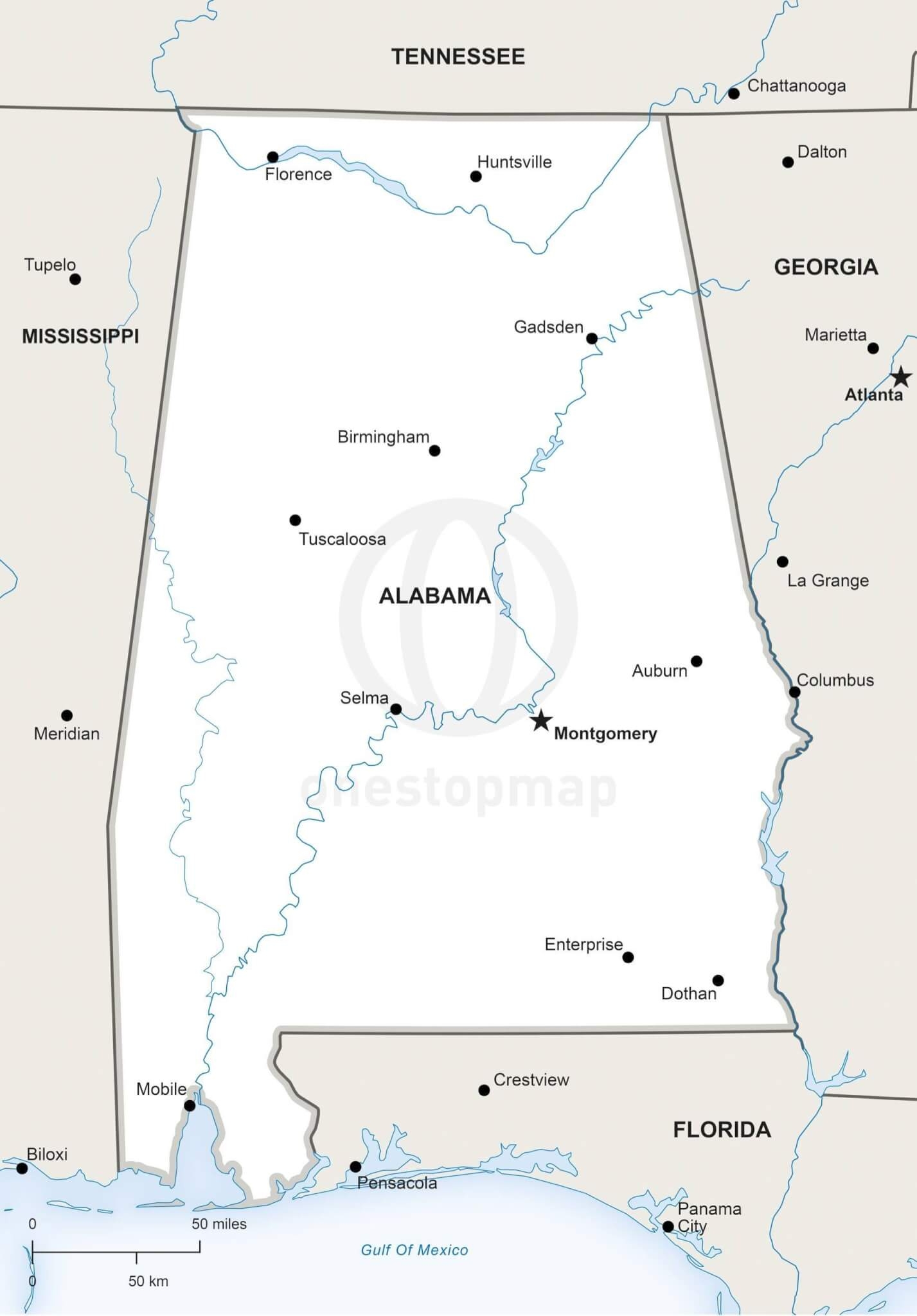 Printable Map Of Alabama