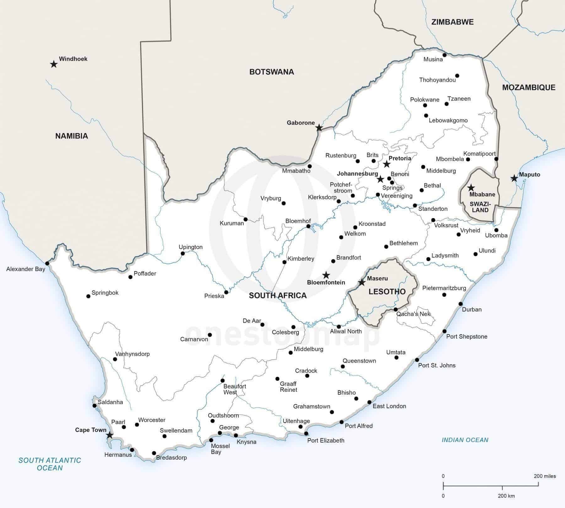  Vector Map Of South Africa Political One Stop Map