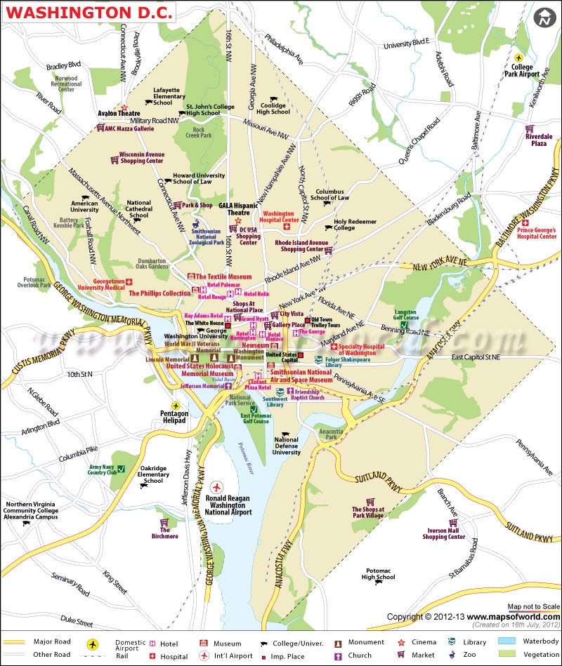 Washington DC Map Capital Of The United States