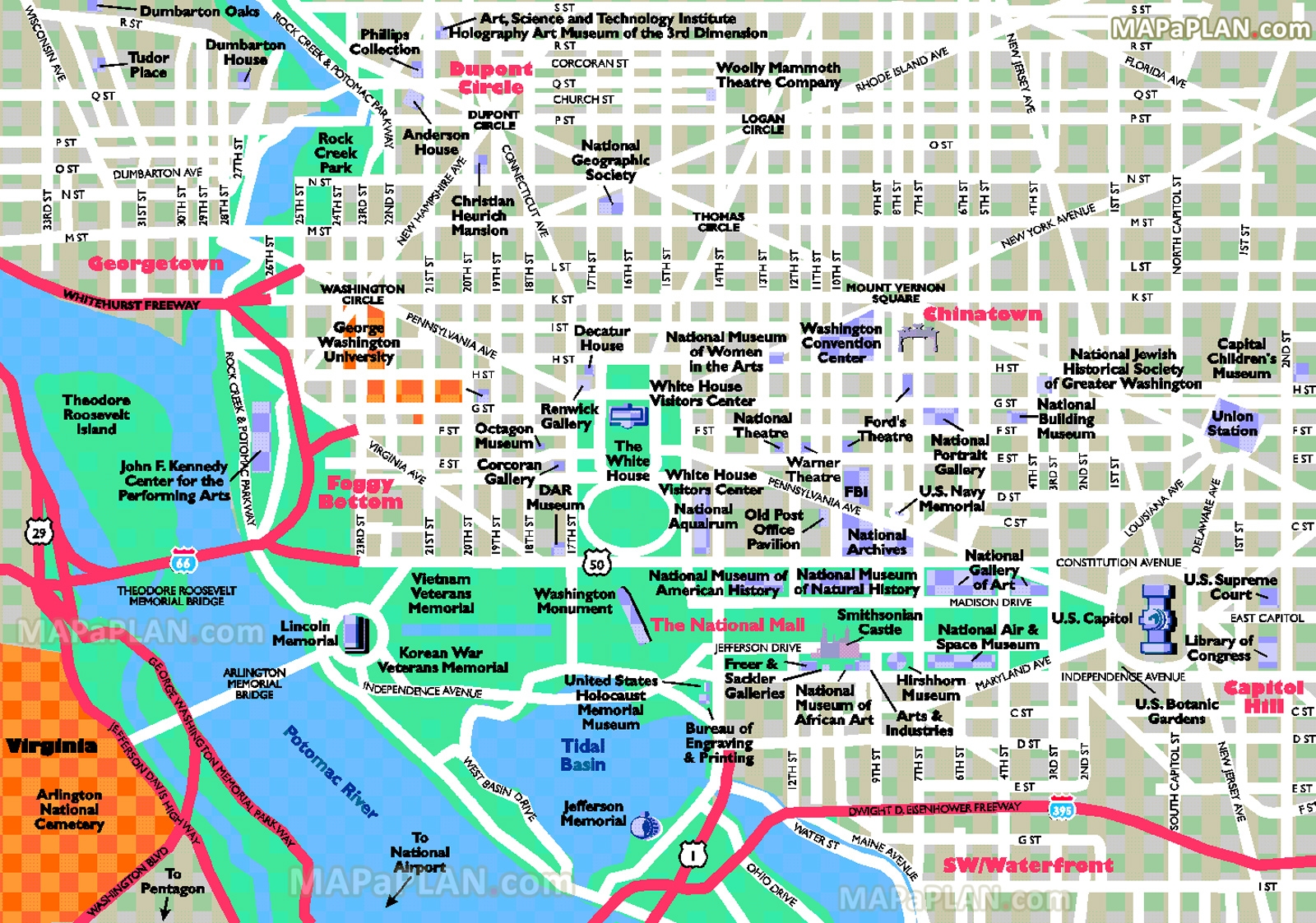Washington DC Online Map Simple Overview U0026 Outline Directions To Fun Things To Do With Family U0026 Kids In The Capitol Hill U0026 Downtown Neighborhoods