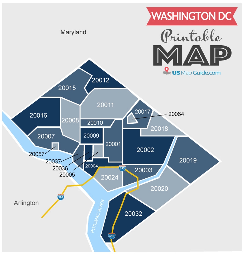 Washington DC Zip Code Map 55 Zip Codes US Map Guide