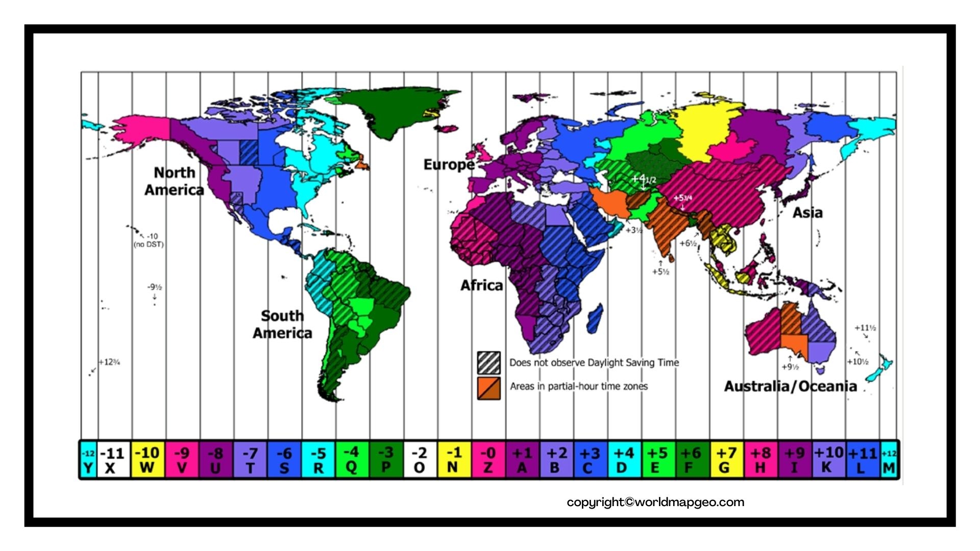 Time Zone Map Printable