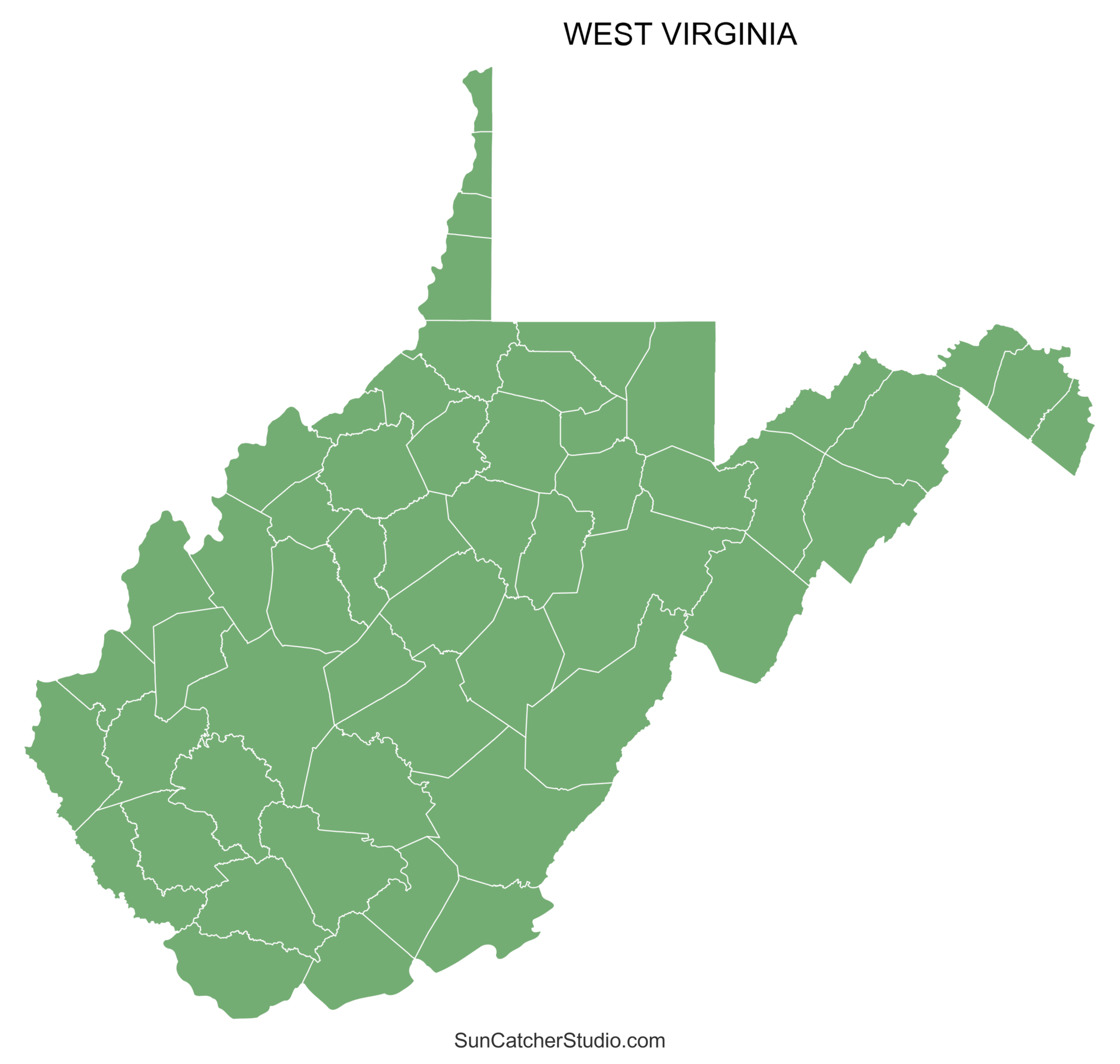 West Virginia County Map Printable State Map With County Lines 